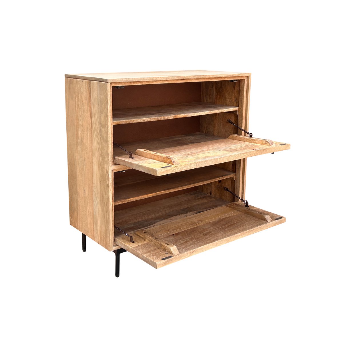 Schuhschrank aus Mangoholz mit Lamellenfront, 40 × 85 × 90 cm | VIA X SELECTION