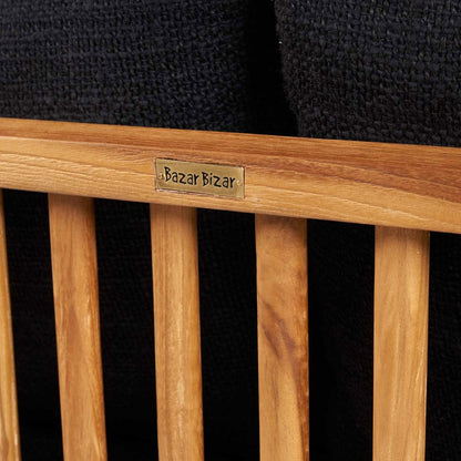 2-Sitzer aus recyceltem Teakholz mit schwarzen Polstern für innen und außen | VIA X SELECTION