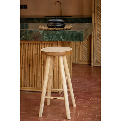 Barhocker aus massivem Teakholz in Natur | VIA X SELECTION