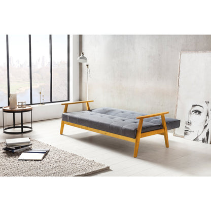 Schlafsofa in dunkelgrauem Webstoff mit Holzgestell | VIA X SELECTION