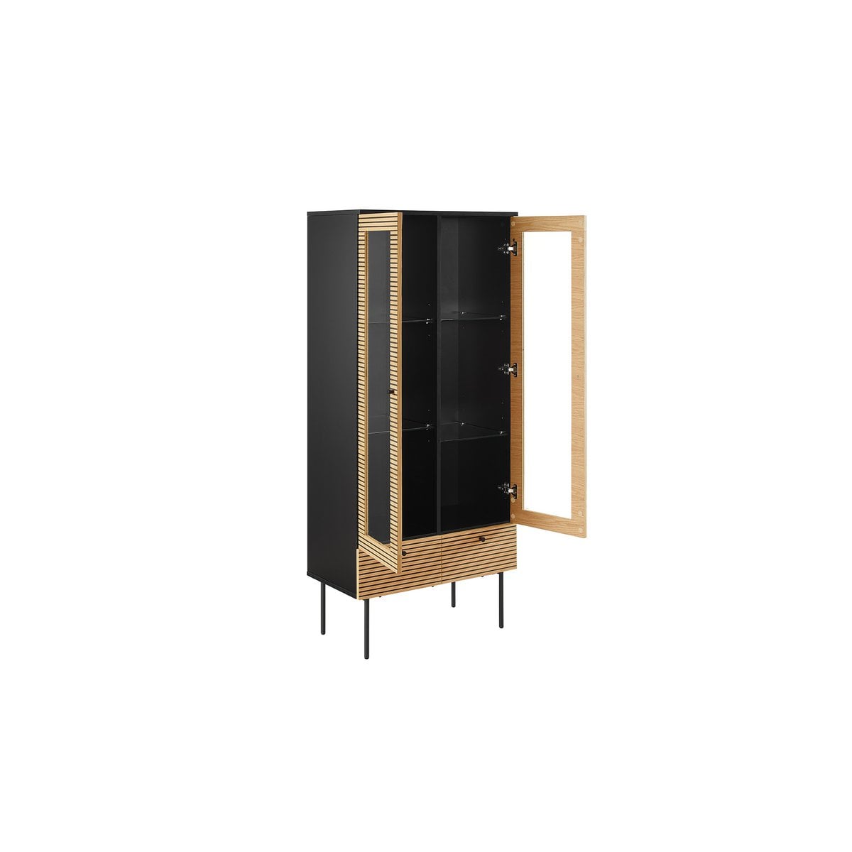Vitrine mit Eichenfront, 43 × 79 × 179 cm | VIA X SELECTION