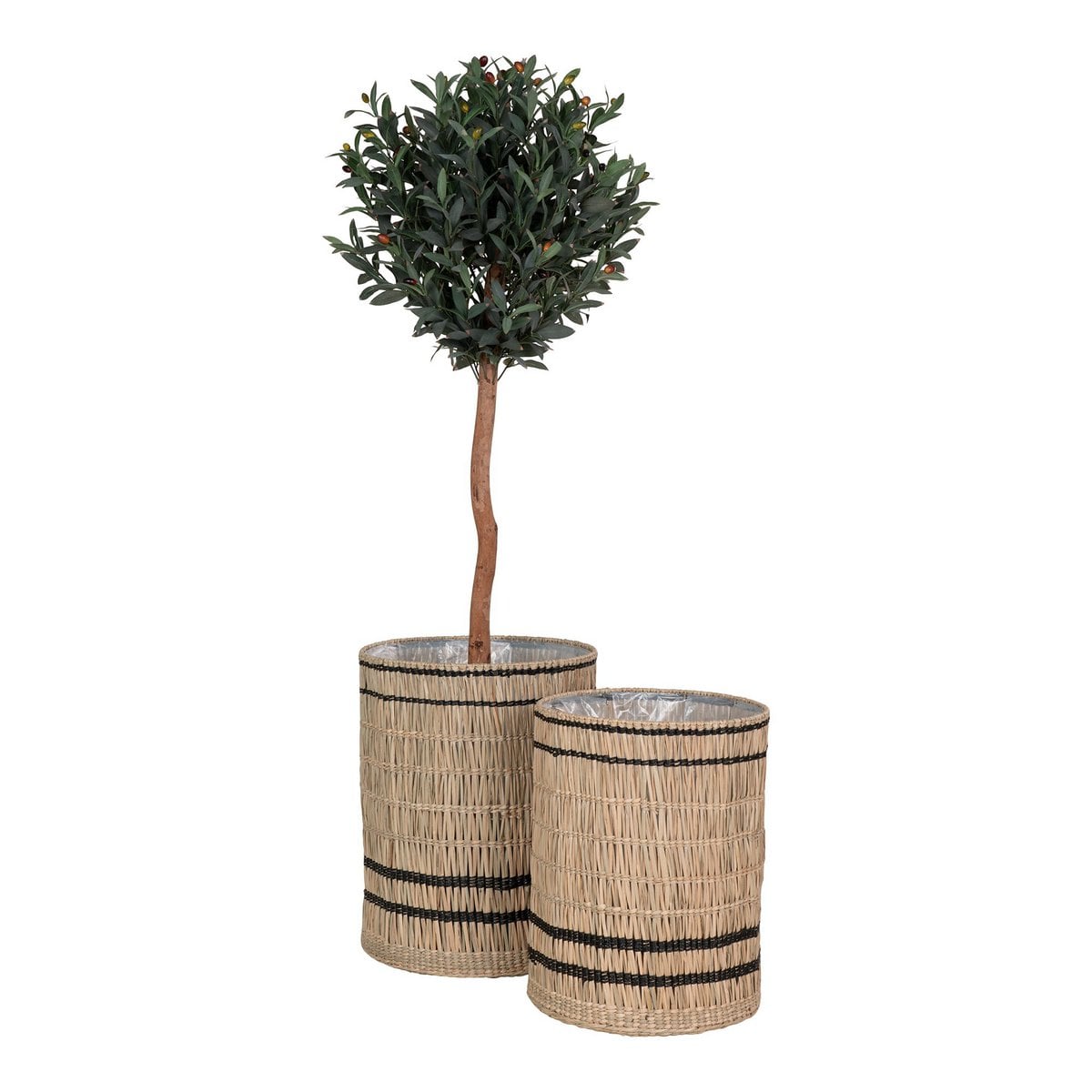 Pflanzkorb-Set aus Seegras, Natur/Schwarz, 2-teilig | VIA X SELECTION