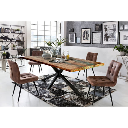 Esstisch Altholz bunt schwarzes Metallgestell, 160 × 85 cm | VIA X SELECTION