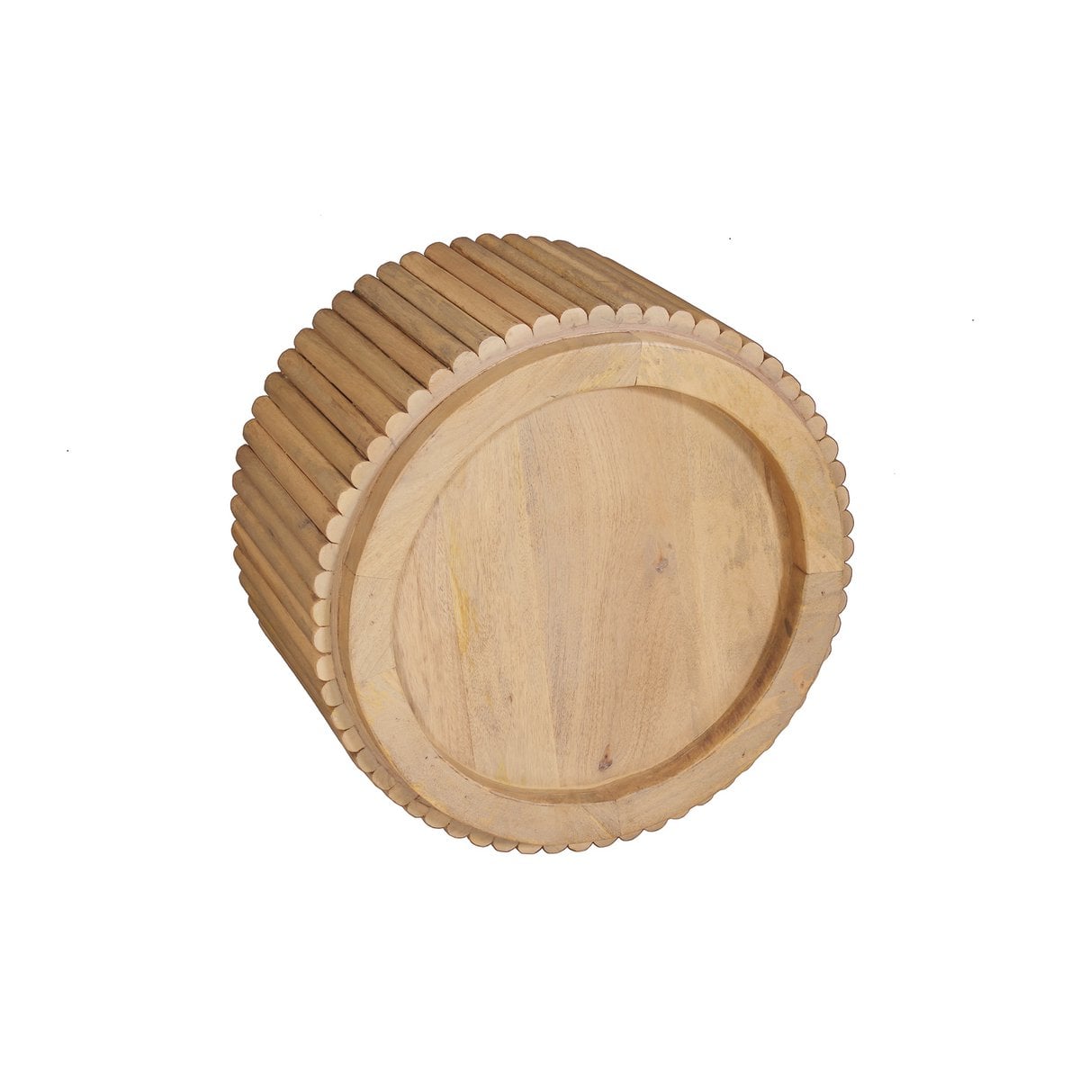 TOM TAILOR Home runder Couchtisch aus Mangoholz mit geripptem Fuß, Ø, 55 × 34 cm | VIA X SELECTION