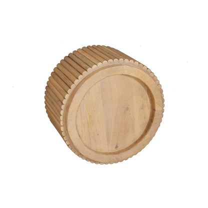 TOM TAILOR Home runder Couchtisch aus Mangoholz mit geripptem Fuß, Ø, 55 × 34 cm | VIA X SELECTION