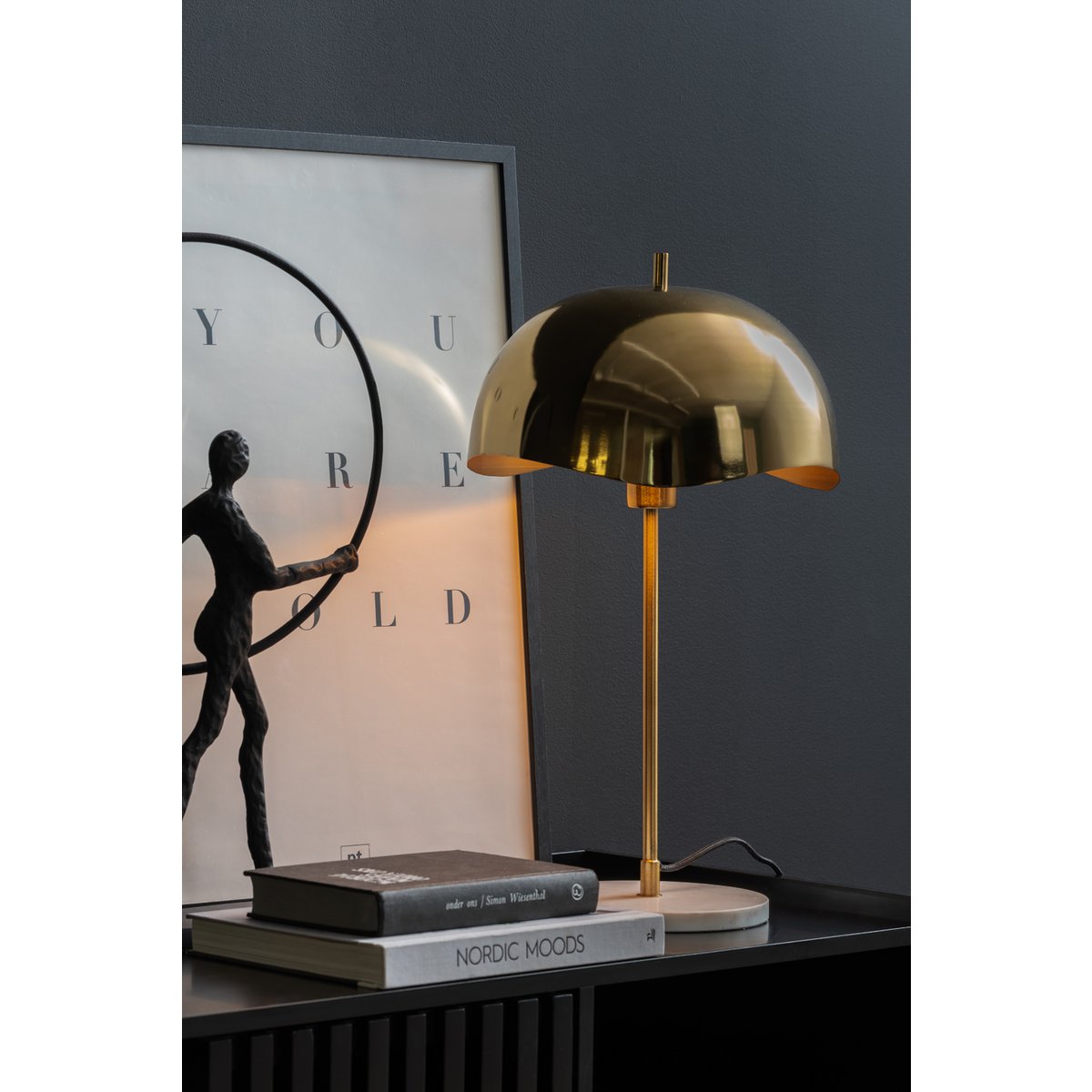 Leitmotiv Waved Dome Tischleuchte in Gold | VIA X SELECTION