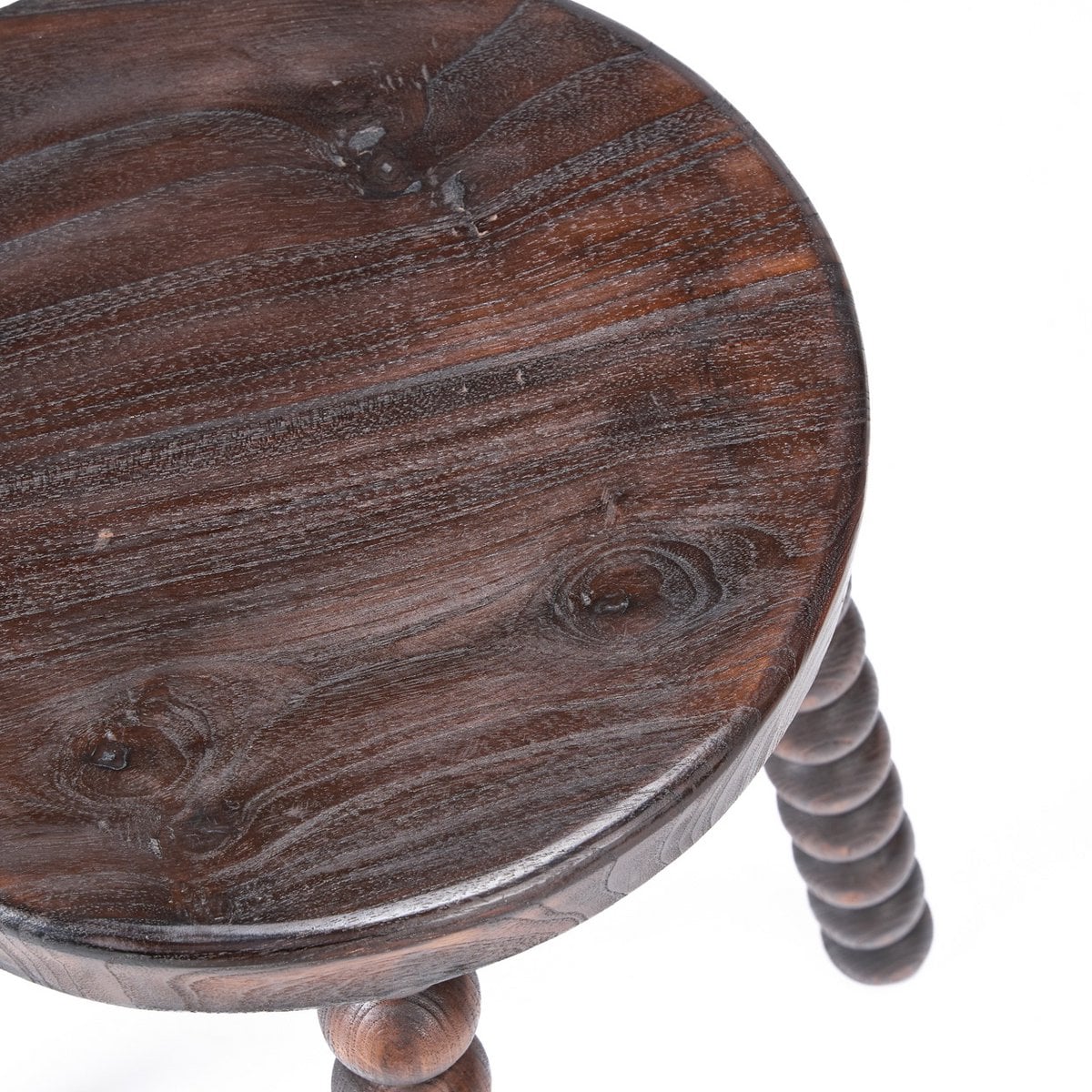 Hocker aus Mangoholz dunkelbraun mit skulpturaler Form | VIA X SELECTION