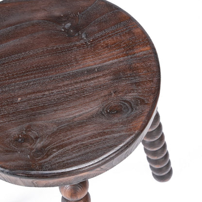 Hocker aus Mangoholz dunkelbraun mit skulpturaler Form | VIA X SELECTION