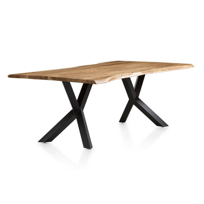 Esstisch Akazienholz Naturkante Y-Metallgestell, 200 × 100 cm | VIA X SELECTION
