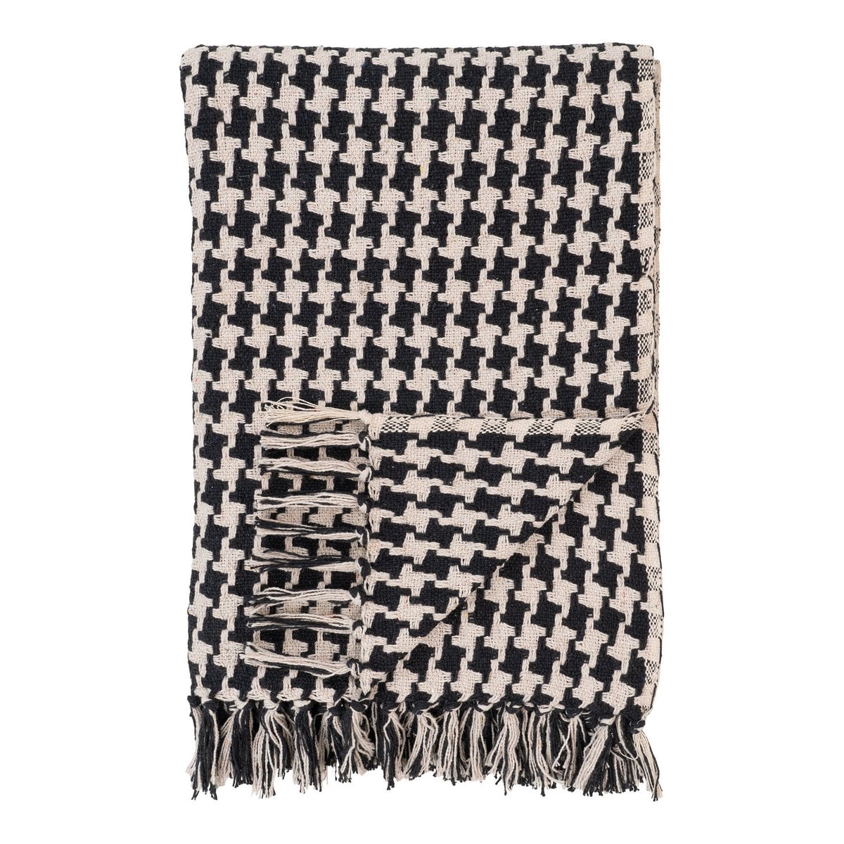 Plaid aus Baumwollmix in Schwarz und Beige, 130 × 180 cm | VIA X SELECTION