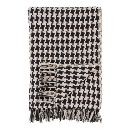Plaid aus Baumwollmix in Schwarz und Beige, 130 × 180 cm | VIA X SELECTION