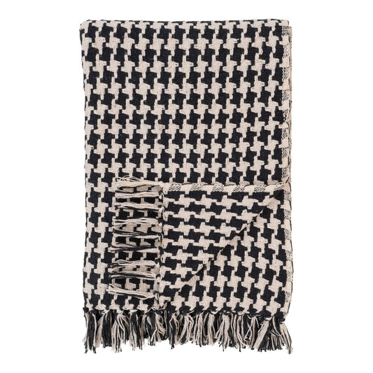 Plaid aus Baumwollmix in Schwarz und Beige, 130 × 180 cm | VIA X SELECTION