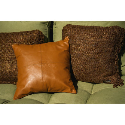 Kissenbezug aus Leder in Cognacbraun, 40 × 40 cm | VIA X SELECTION
