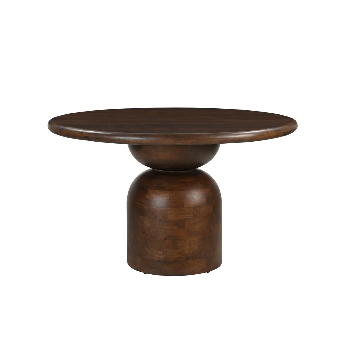 Runder Esstisch Mangoholz skulpturaler Mittelfuß 130 cm | VIA X SELECTION