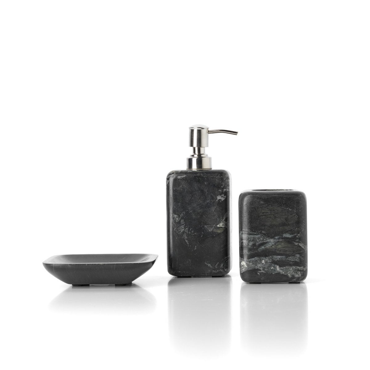 Seifenspender aus schwarzem Marmor mit Metallpumpe | VIA X SELECTION