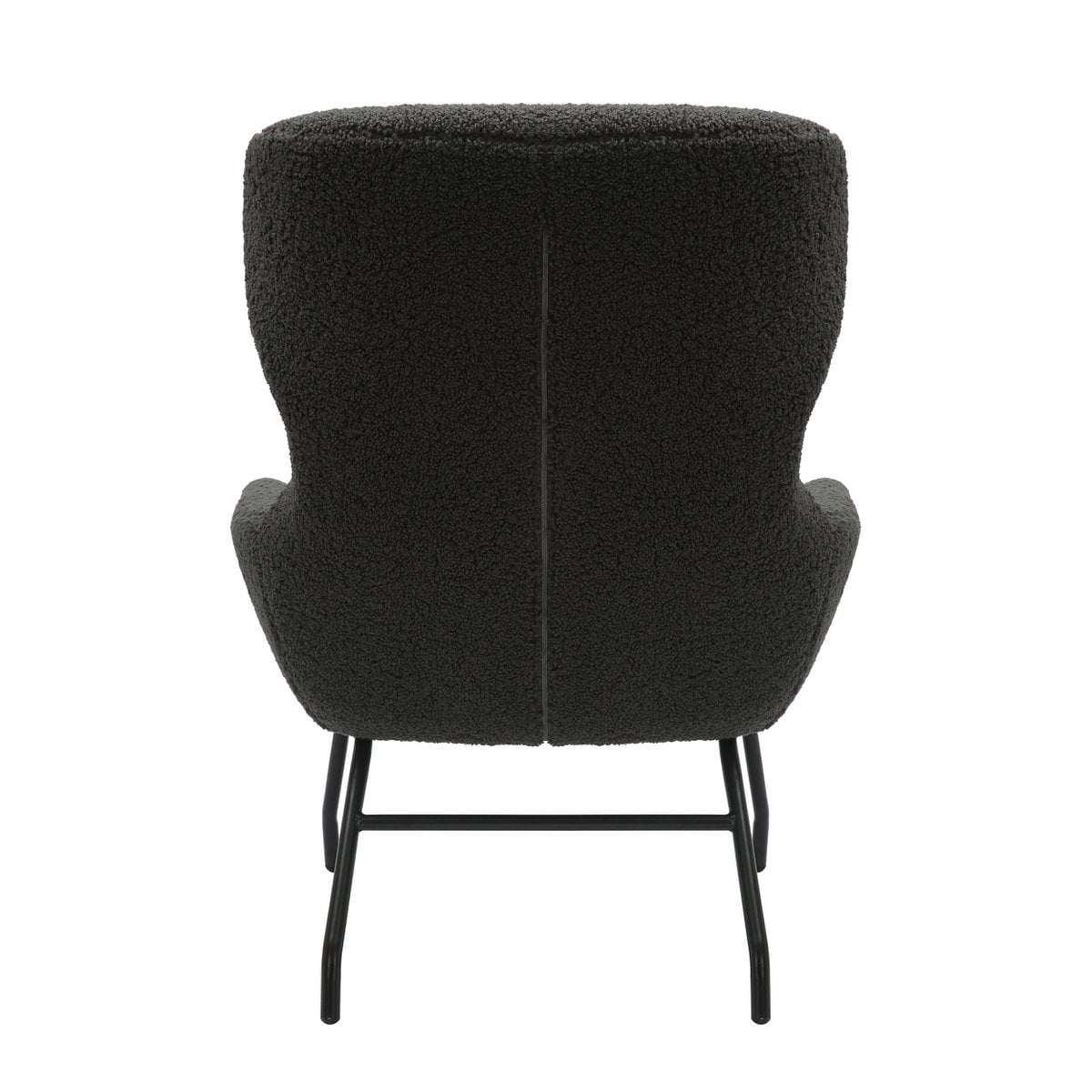 Sessel mit Hocker in Teddyfell-Optik anthrazit | VIA X SELECTION