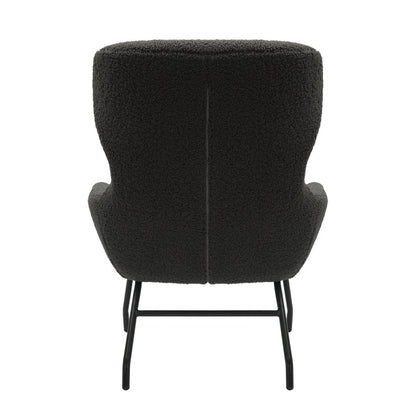 Sessel mit Hocker in Teddyfell-Optik anthrazit | VIA X SELECTION