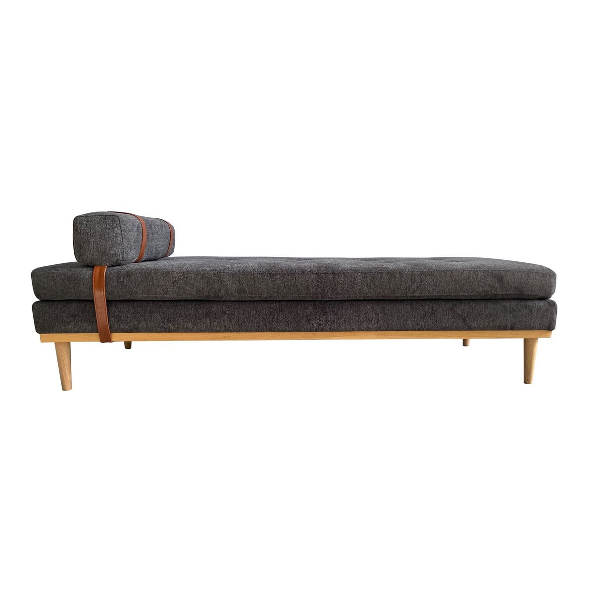 Daybed aus anthrazitfarbenem Strukturstoff mit Nackenrolle | VIA X SELECTION