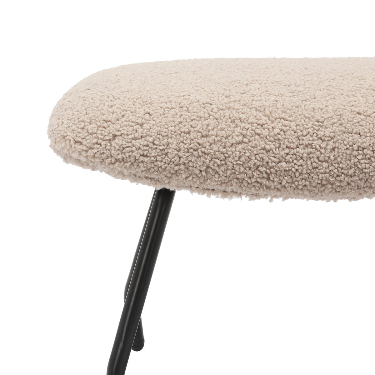Sessel mit Hocker in Teddyfell-Optik in Taupe | VIA X SELECTION