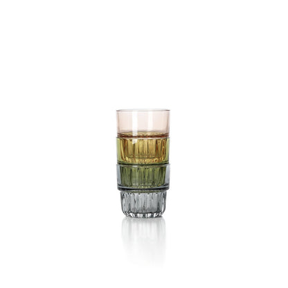 Trinkglas aus facettiertem Glas in Grün 8 cm | VIA X SELECTION