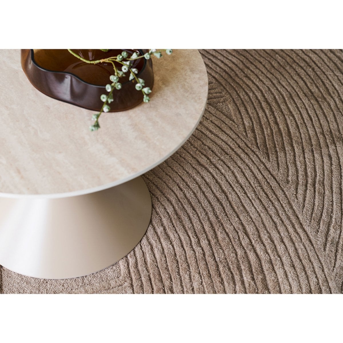 Runder Couchtisch aus Keramik in Travertinoptik, Ø, 70 × 41 cm | VIA X SELECTION