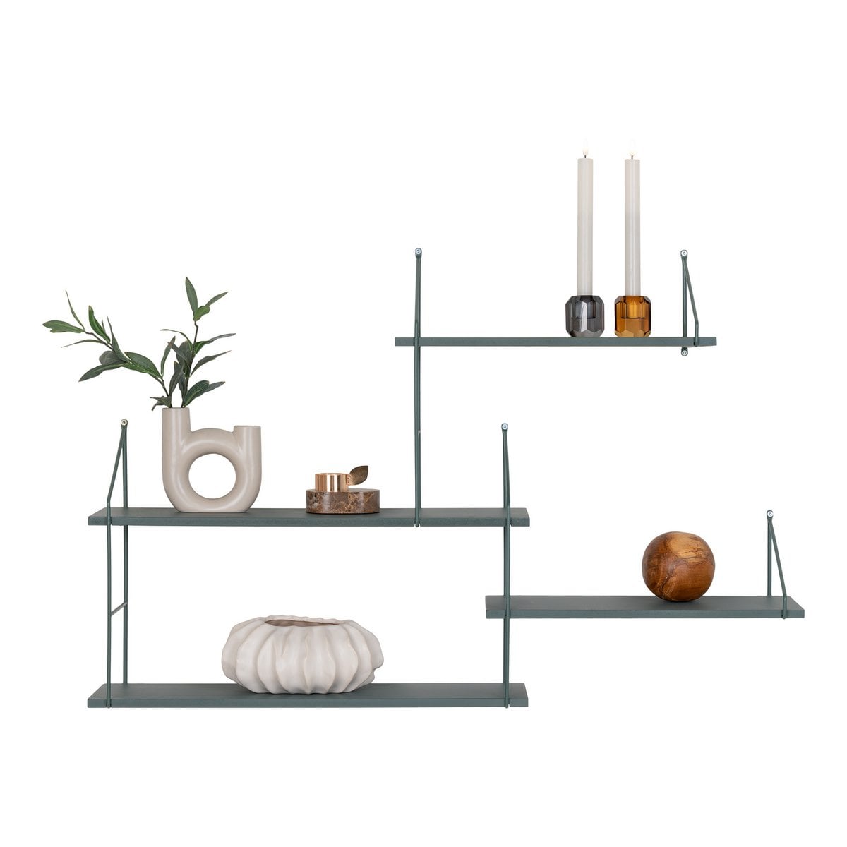 Wandregal mit 4 Ablagen grün 99 × 17,5 × 62 cm | VIA X SELECTION