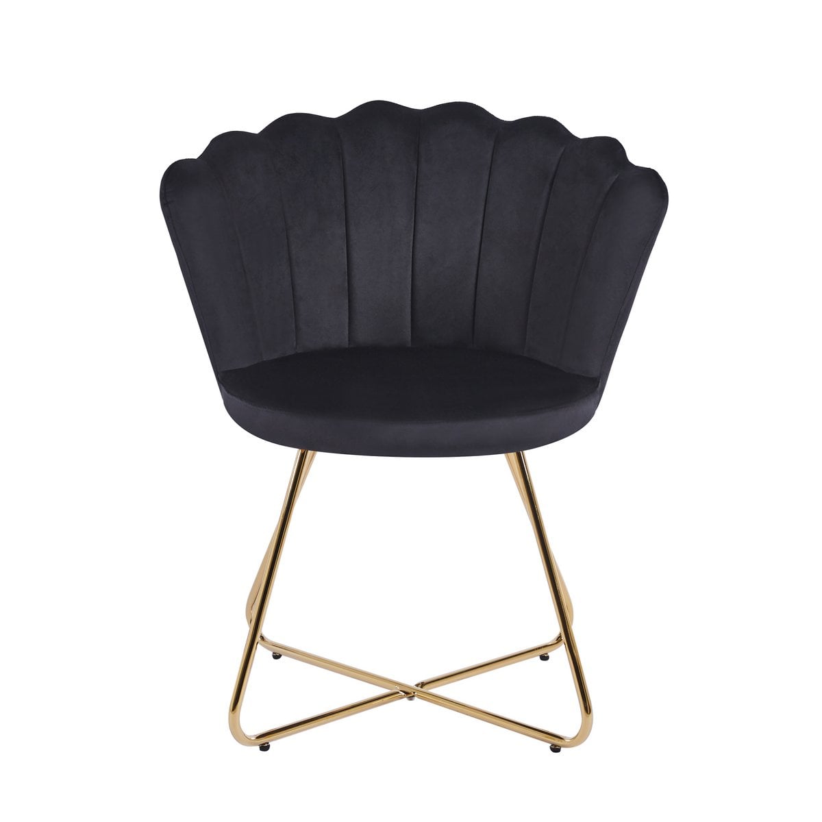 Muschelstuhl aus Samt schwarz im 2er-Set | VIA X SELECTION
