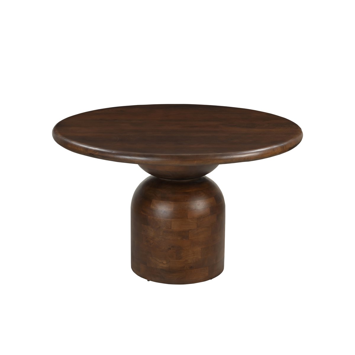 Runder Esstisch Mangoholz skulpturaler Mittelfuß 130 cm | VIA X SELECTION