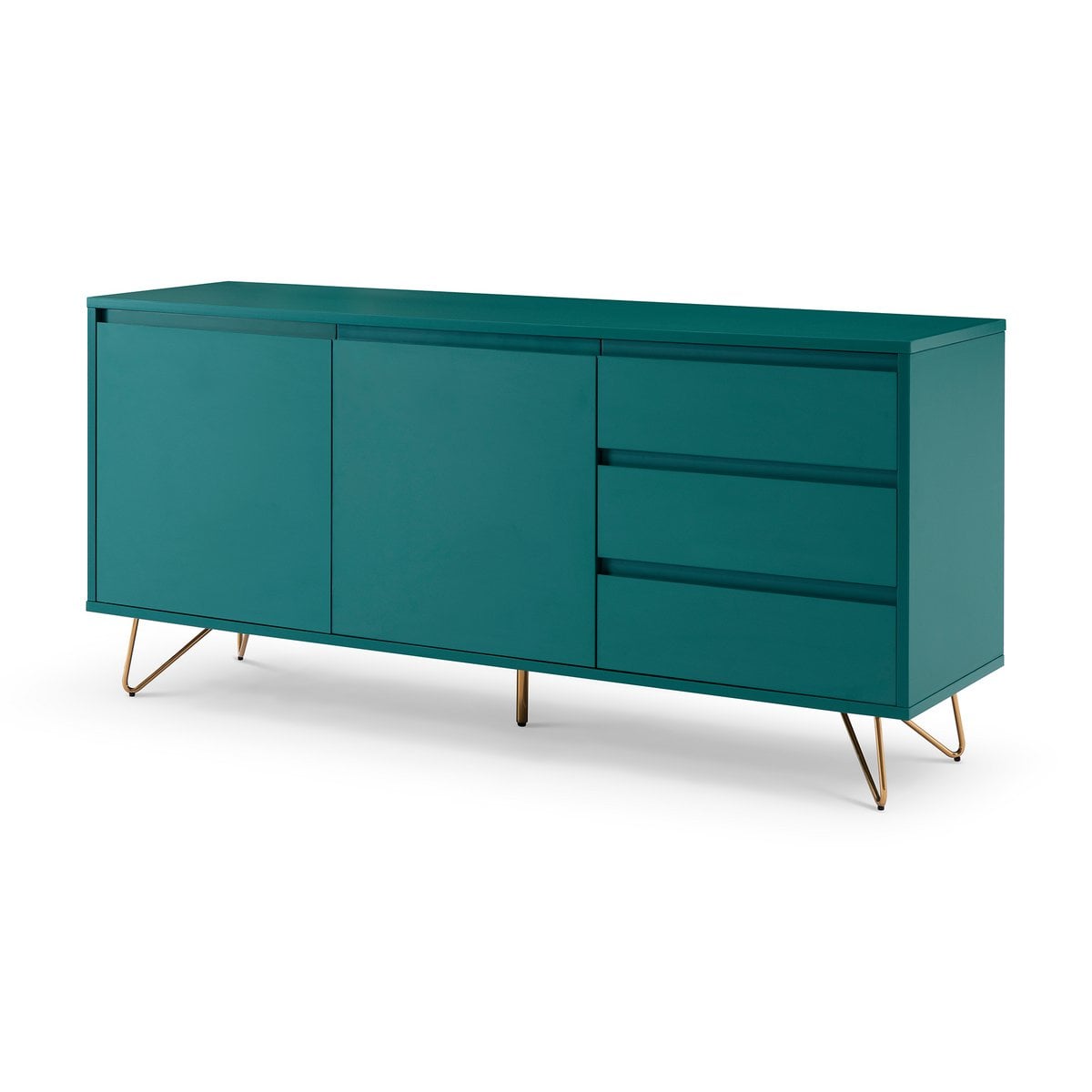 Sideboard blau mit 2 Türen und 3 Schubladen, 40 × 150 × 70 cm | VIA X SELECTION