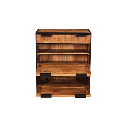 Schuhschrank aus Mangoholz mit Schublade, 40 × 80 × 96 cm | VIA X SELECTION