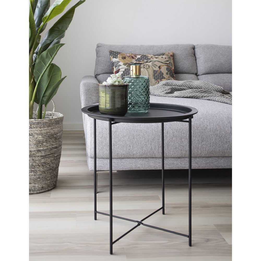 Runder Beistelltisch aus schwarzem Stahl, Ø, 47 × 50 cm | VIA X SELECTION