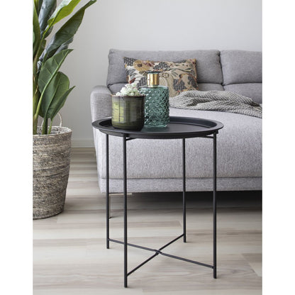 Runder Beistelltisch aus schwarzem Stahl, Ø, 47 × 50 cm | VIA X SELECTION