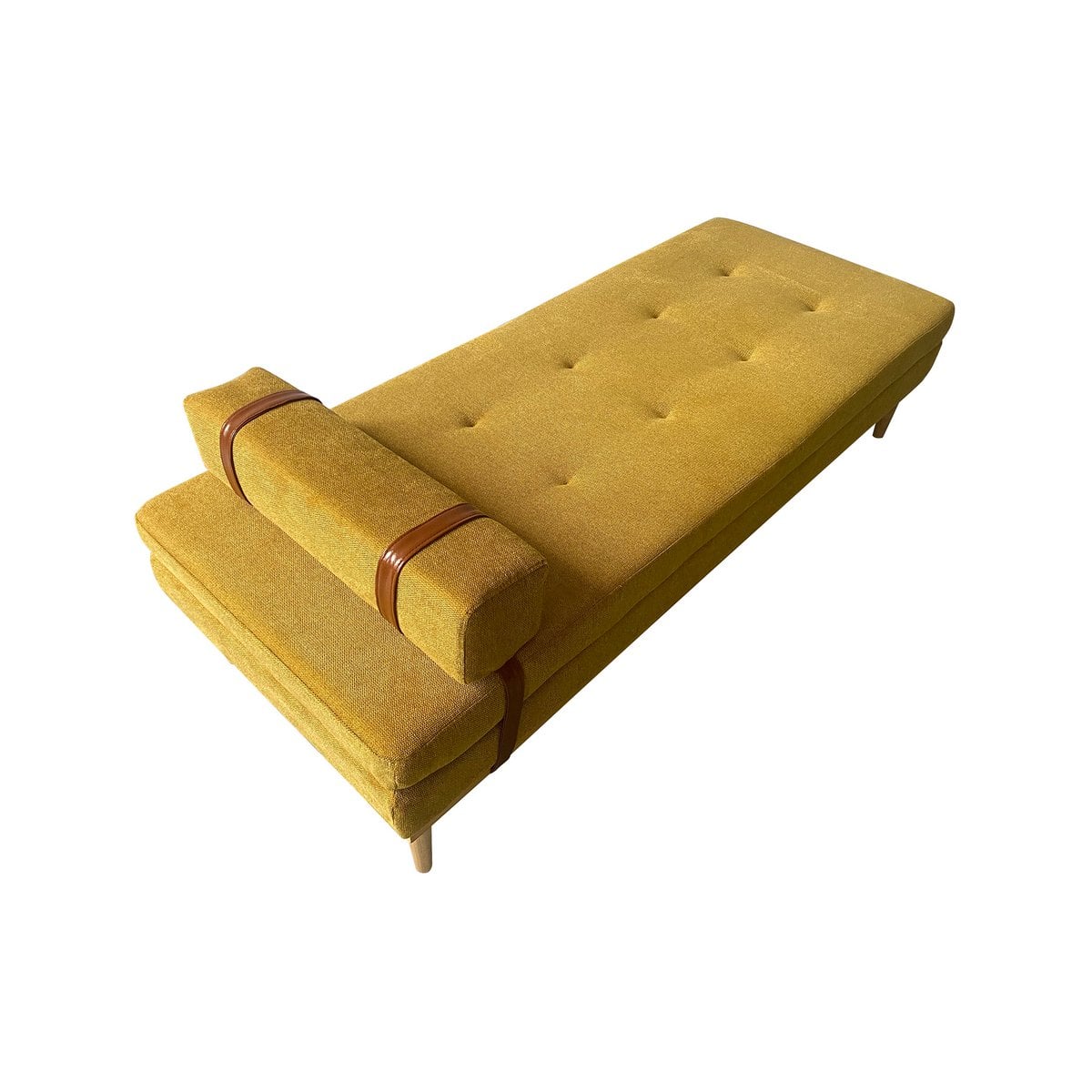 Daybed aus gelbem Strukturstoff mit Nackenrolle | VIA X SELECTION