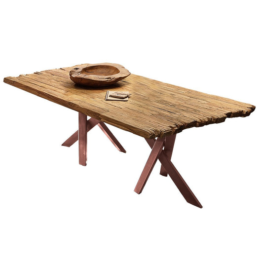 Esstisch Holz braun Eisengestell, 200 × 100 cm | VIA X SELECTION