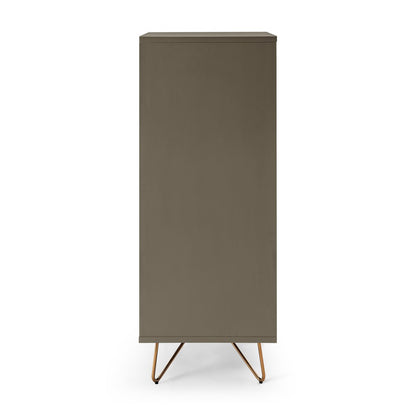 Hochkommode grau mit Spiegelklappe, 40 × 45 × 110 cm | VIA X SELECTION