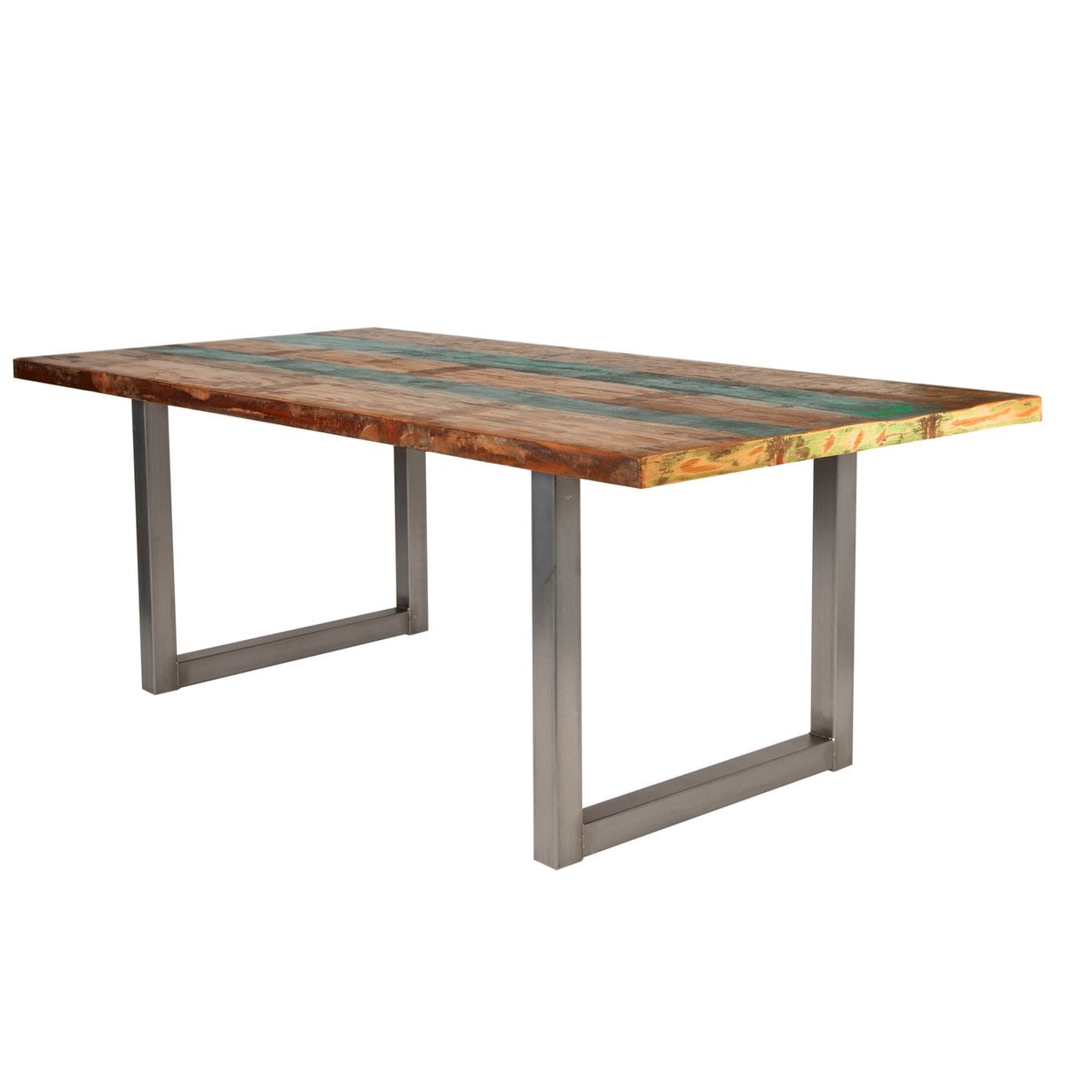 Esstisch Altholz mehrfarbig silberfarbenes Gestell, 180 × 100 cm | VIA X SELECTION