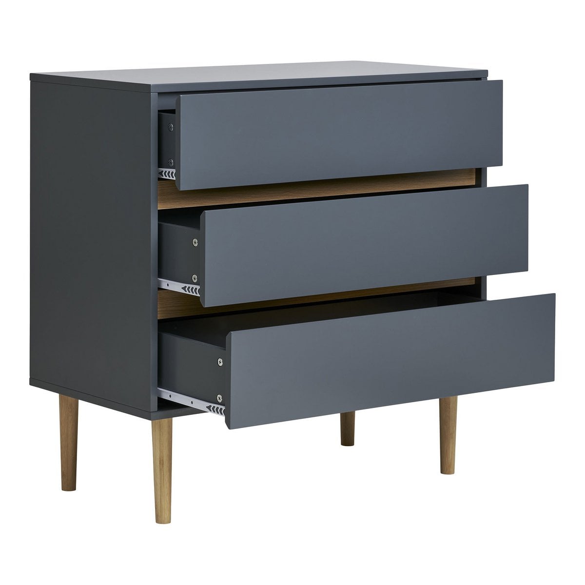 Sideboard dunkelgrau mit drei Schubladen, 80 × 40 × 80 cm | VIA X SELECTION