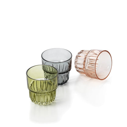 Trinkglas aus facettiertem Glas in Grün 8 cm | VIA X SELECTION