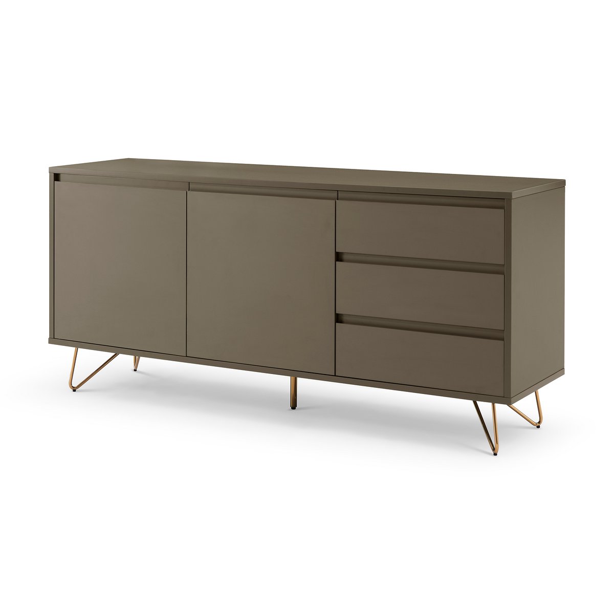Sideboard grau mit 2 Türen und 3 Schubladen, 40 × 150 × 70 cm | VIA X SELECTION