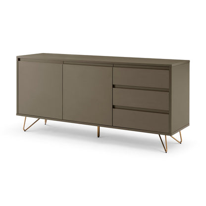 Sideboard grau mit 2 Türen und 3 Schubladen, 40 × 150 × 70 cm | VIA X SELECTION