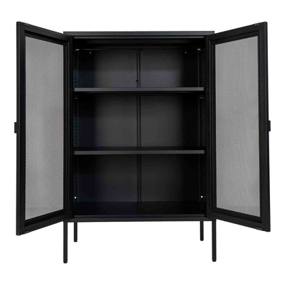 Vitrinenschrank aus schwarzem Stahl mit Gittertüren, 80 × 40 × 120 cm | VIA X SELECTION