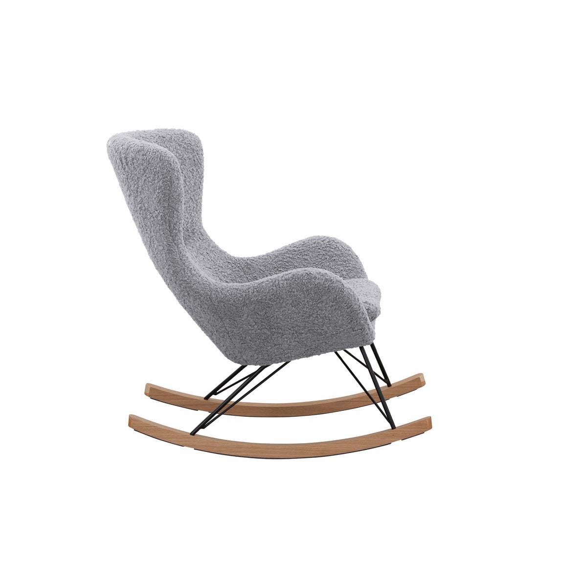 Schaukelstuhl in Teddyfell-Optik hellgrau | VIA X SELECTION