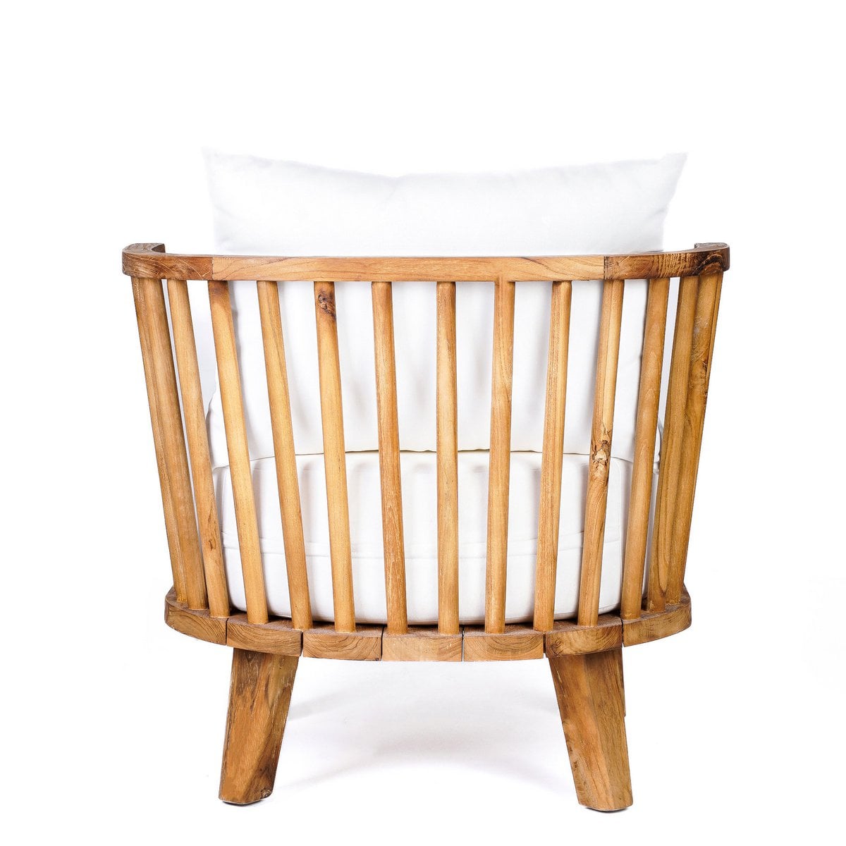 Loungesessel aus recyceltem Teakholz in Naturweiß mit skulpturalem Rahmen | VIA X SELECTION