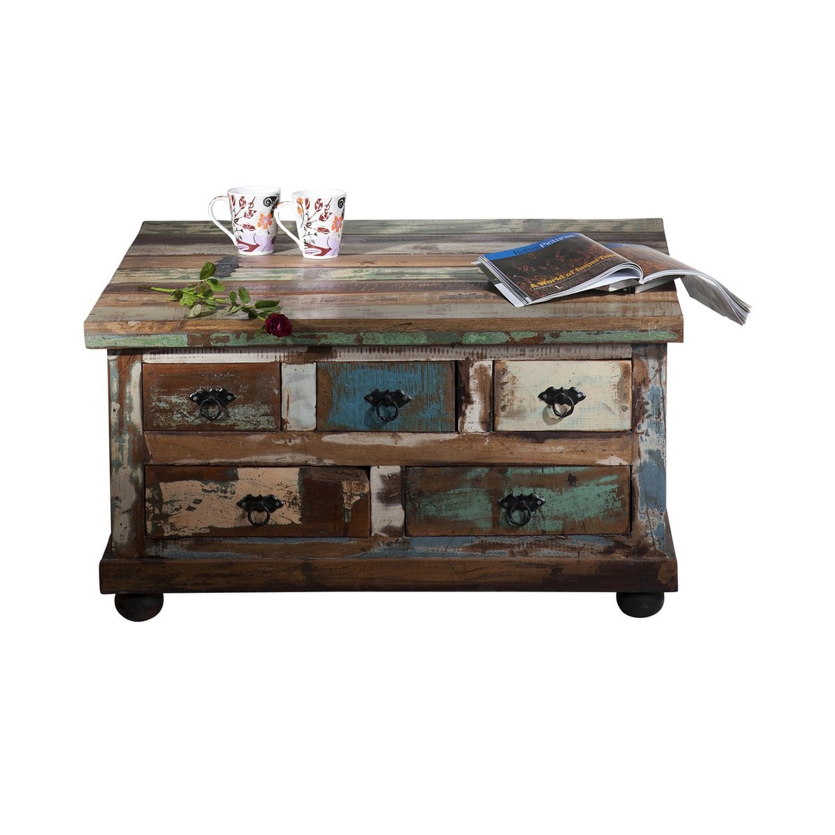 Couchtisch-Truhe aus Holz und Kaffeesack mit Stauraum, 90 × 90 × 47 cm | VIA X SELECTION