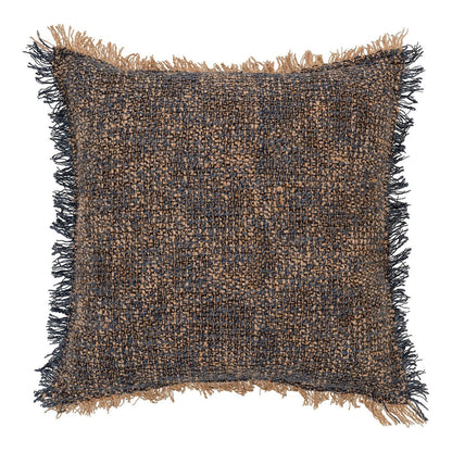 Kissen aus Baumwollmix blau-gelb mit Fransen, 45 × 45 cm | VIA X SELECTION