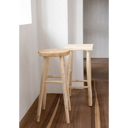 Barhocker aus massivem Teakholz in Natur | VIA X SELECTION