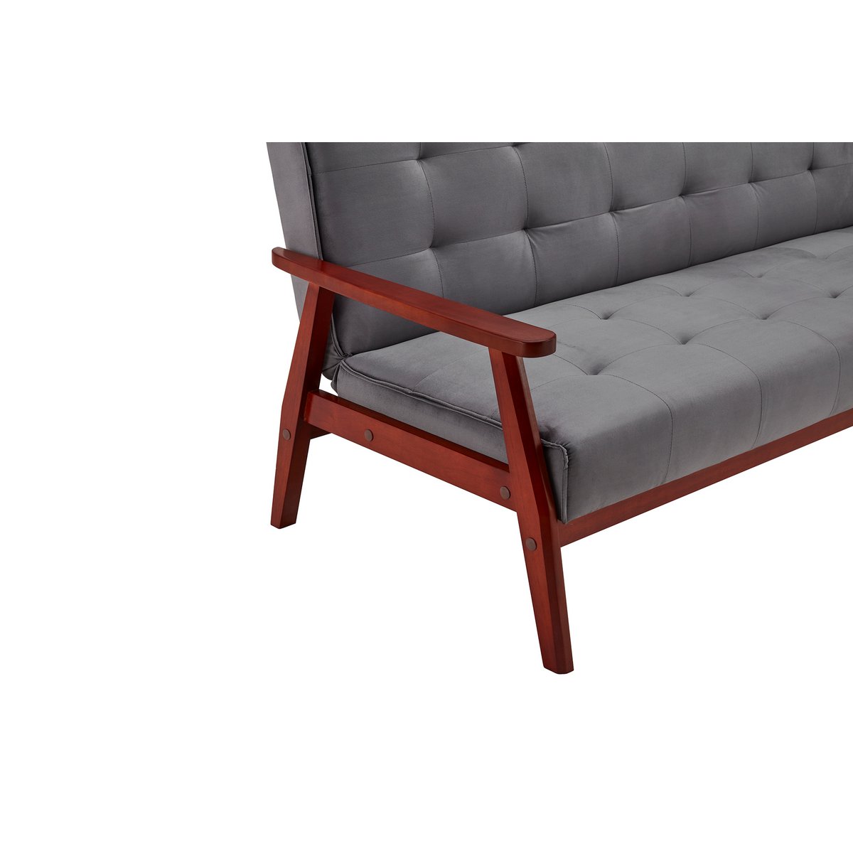 Schlafsofa in dunkelgrauer Samtoptik mit Holzgestell | VIA X SELECTION