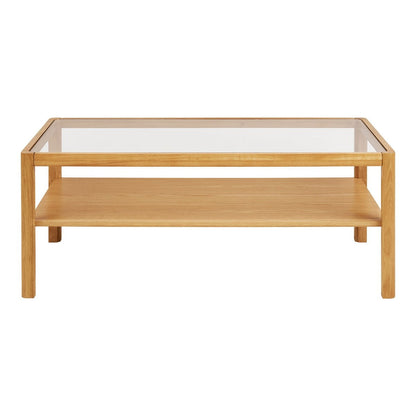 Couchtisch aus Eichenfurnier mit Glasplatte, 110 × 60 × 45 cm | VIA X SELECTION