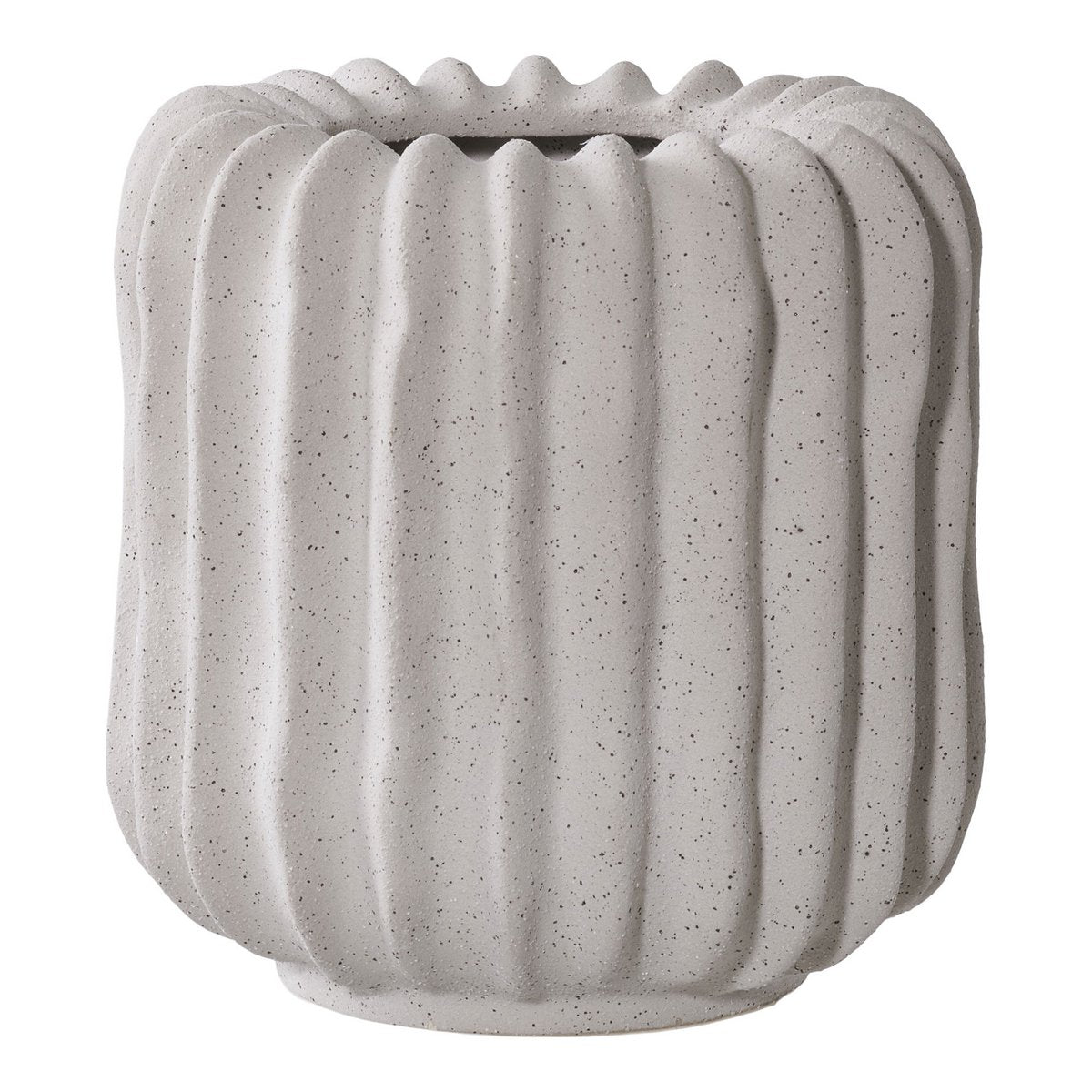 Blumentopf aus Keramik und Beton, Grau, 15,5 × 15,5 × 16 cm | VIA X SELECTION