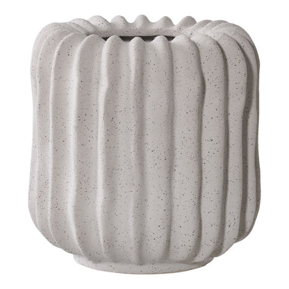 Blumentopf aus Keramik und Beton, Grau, 15,5 × 15,5 × 16 cm | VIA X SELECTION